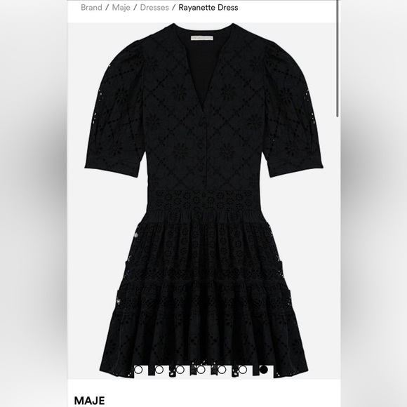 Maje Rayanette A Line Eyelet Dress EU 42 US XL - Picture 5 of 15